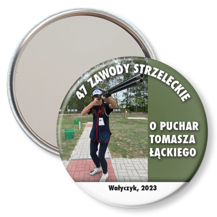 przypinka lusterko 47 zawody strzeleckie o Puchar Tomasza Łąckiego
