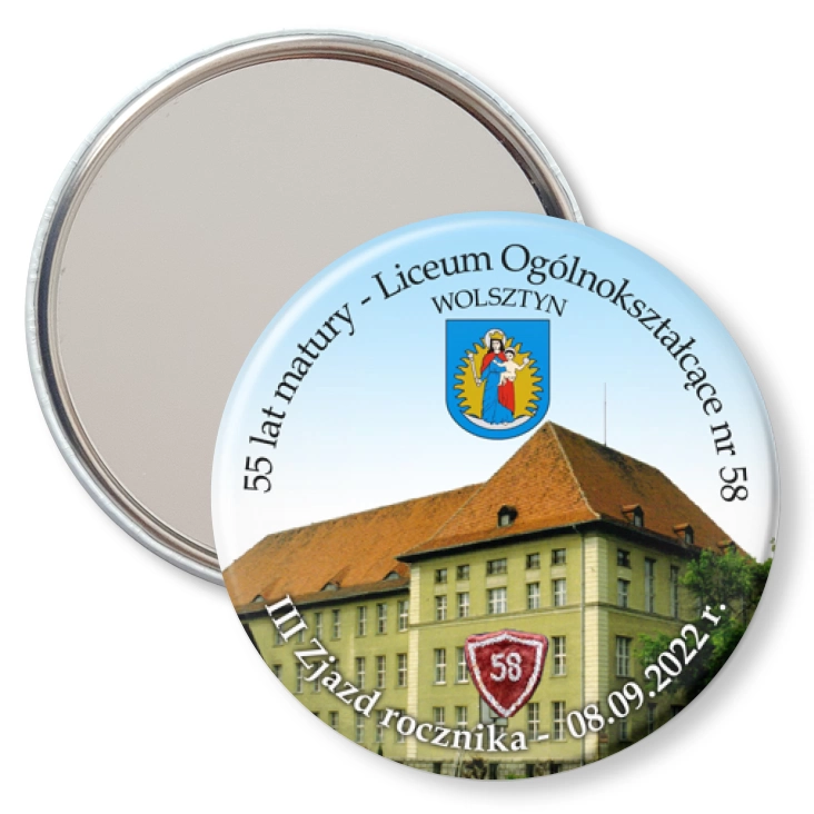 przypinka lusterko 55 lat matu w 58 LO w Wolsztynie