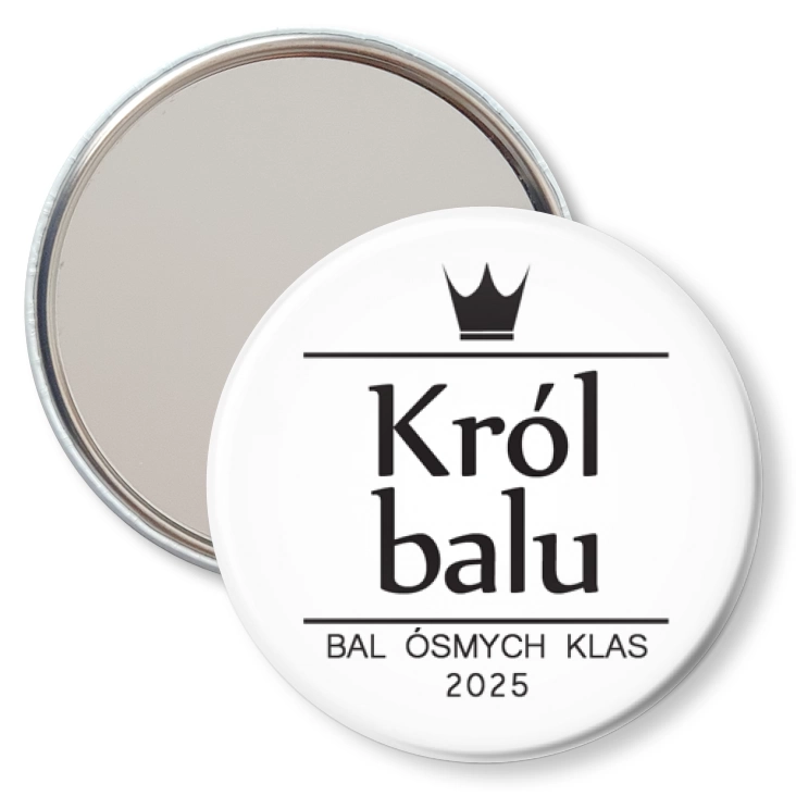 przypinka lusterko Bal Ósmych Klas Król balu z koroną