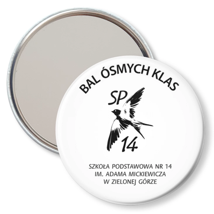 przypinka lusterko Bal Ósmych Klas SP 14 Zielona Góra