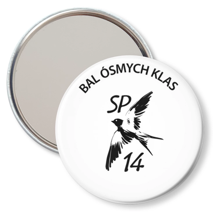 przypinka lusterko Bal Ósmych Klas SP 14 Zielona Góra logo