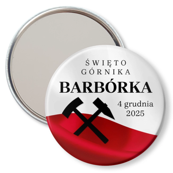 przypinka lusterko Barbórka barwy narodowe