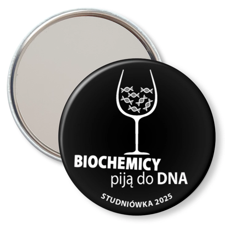 przypinka lusterko Studniówka czarna biochemicy piją do dna