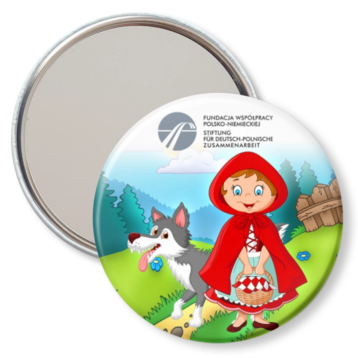 przypinka lusterko Czerwony Kapturek Fundacja Współpracy Polsko-Niemieckiej