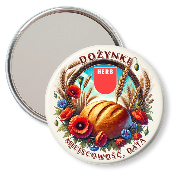 przypinka lusterko Dożynki chleb i herb