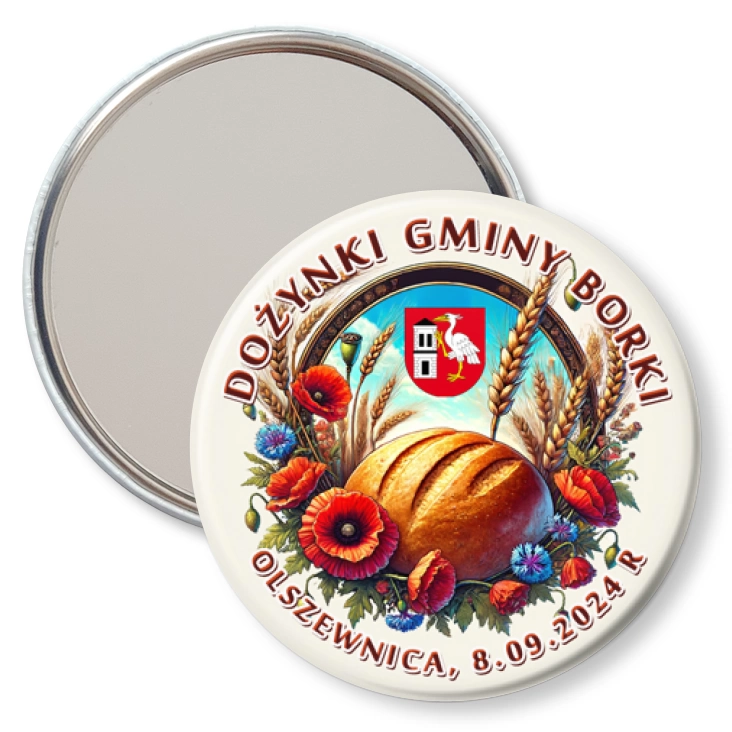 przypinka lusterko Dożynki Gminy Borki 2024