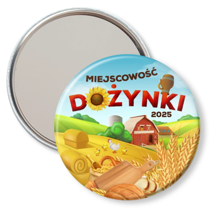 przypinka lusterko Dożynki wiejski pejzaż