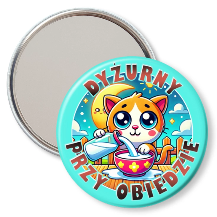 przypinka lusterko Dyżurny przy obiedzie kotek