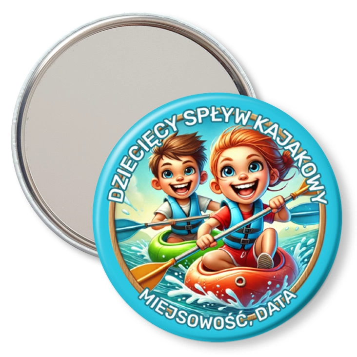 przypinka lusterko Dziecięcy spływ kajakowy