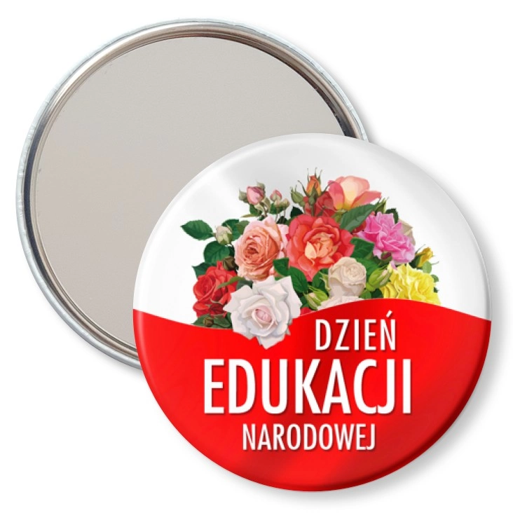 przypinka lusterko Dzień Edukacji Narodowej z bukietem róż