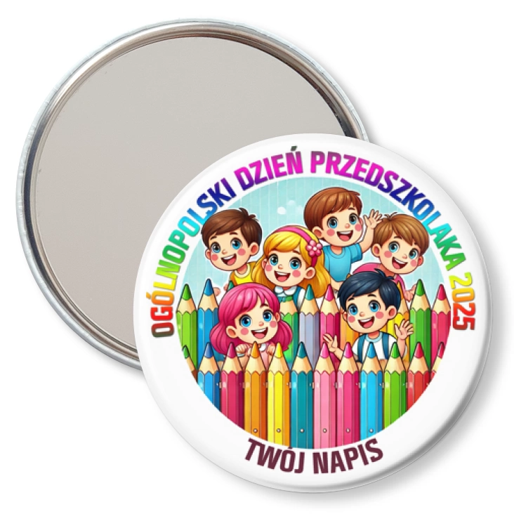 przypinka lusterko Dzień Przedszkolaka płotek z kredek