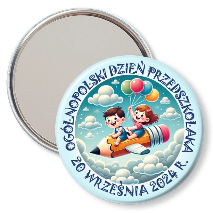 przypinka lusterko Dzień Przedszkolaka samolot-kredka
