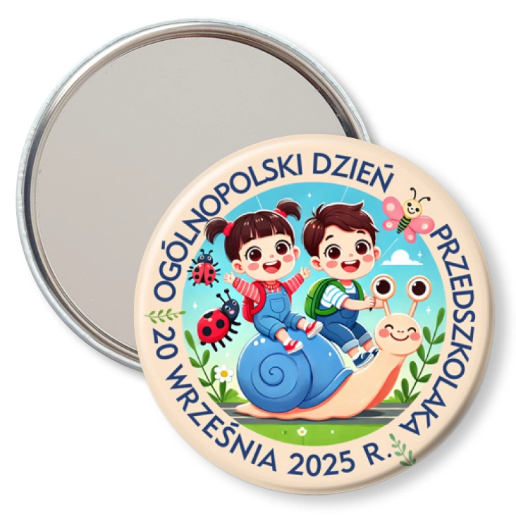 przypinka lusterko Dzień Przedszkolaka ze ślimakiem