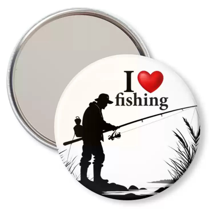 przypinka lusterko I love fishing