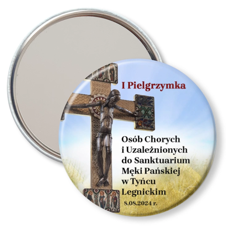 przypinka lusterko I Pielgrzymka Osób Chorych i Uzależnionych 2024