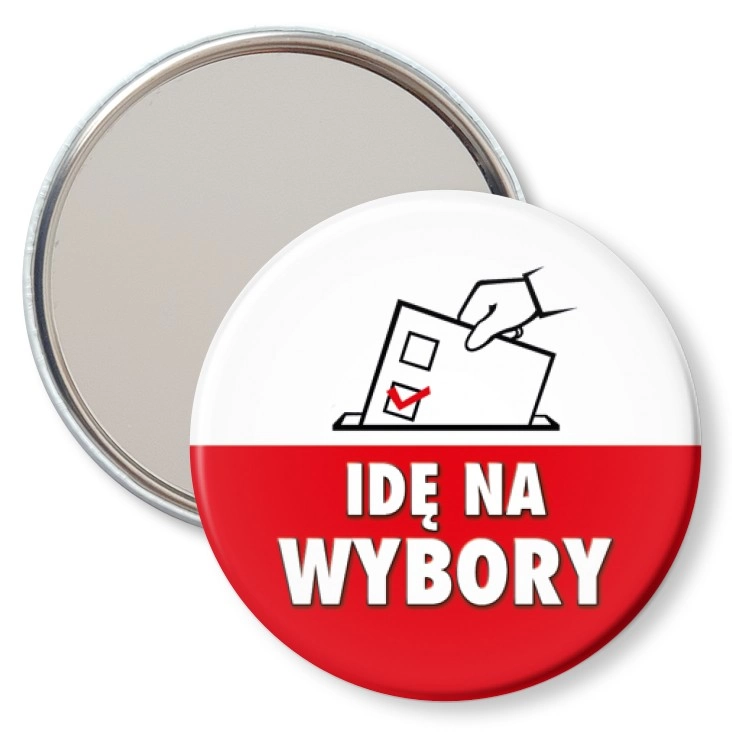 przypinka lusterko Idę na wybory Urna na głosy