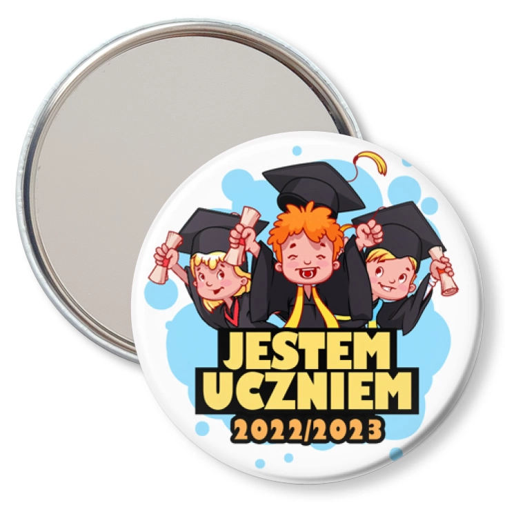 przypinka lusterko Jestem Uczniem trójka z biretami