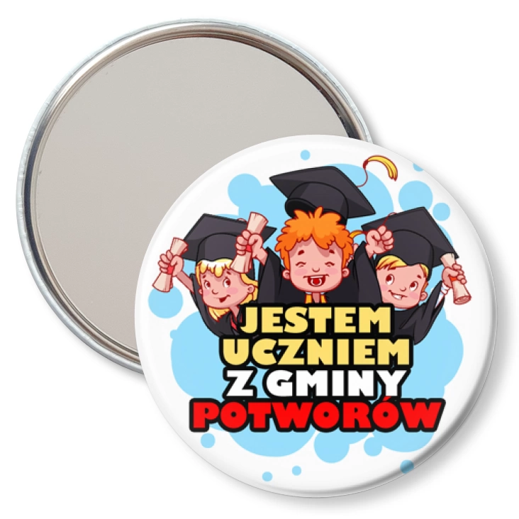 przypinka lusterko Jestem uczniem z gminy Potworów