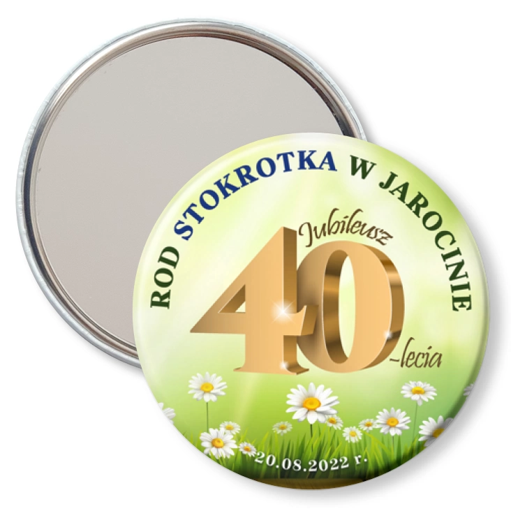 przypinka lusterko Jubileusz 40-lecia ROD Stokrotka w Jarocinie