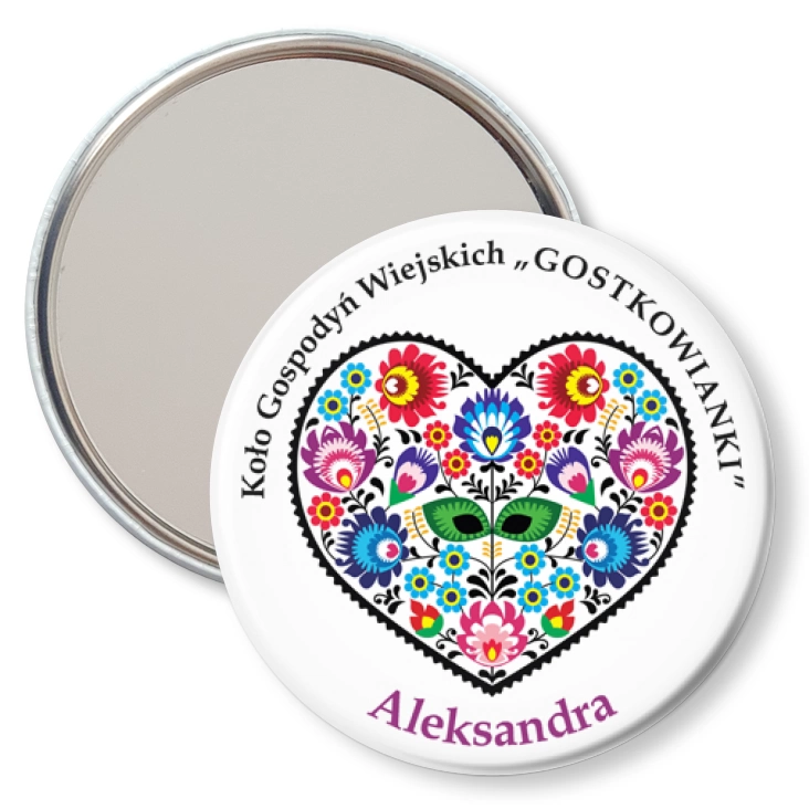 przypinka lusterko Koło Gospodyń Wiejskich Gostkowianki