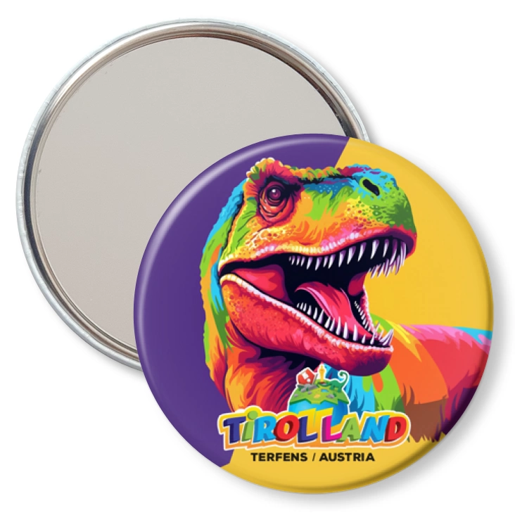 przypinka lusterko Kolorowy tyranozaur Tirolland