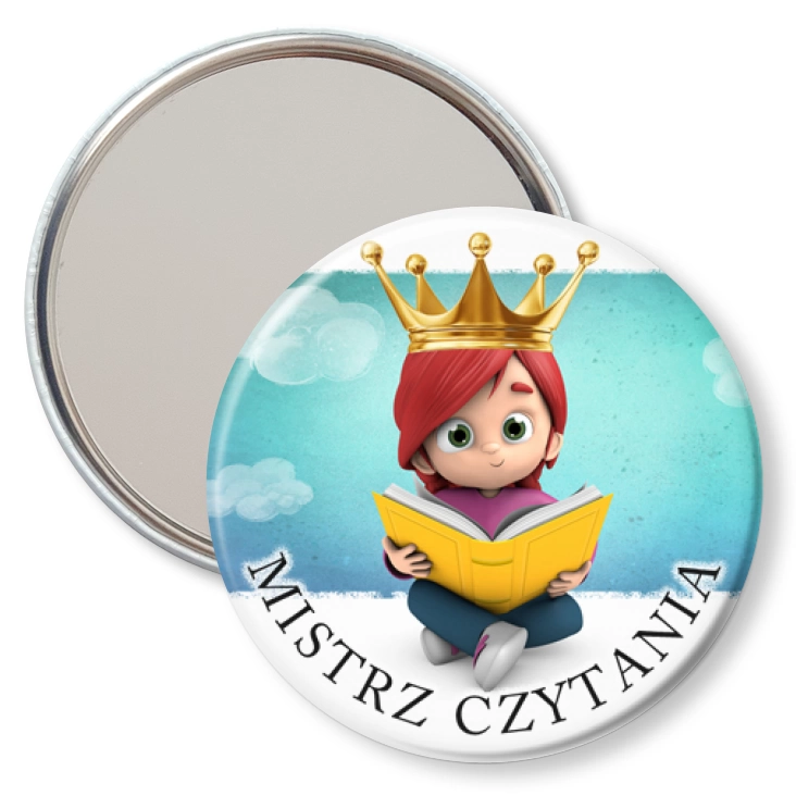 przypinka lusterko Mistrz czytania w koronie