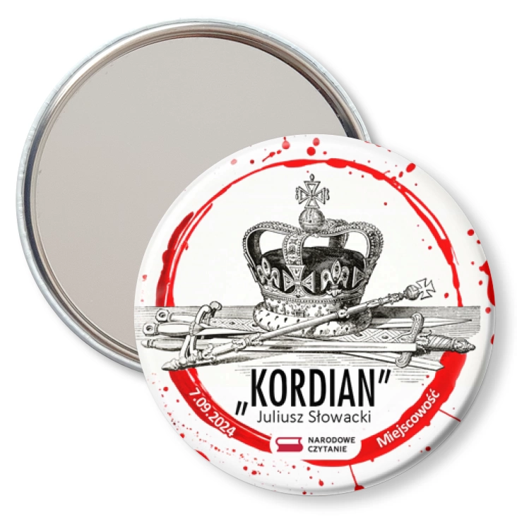 przypinka lusterko Narodowe Czytanie Kordian korona cara