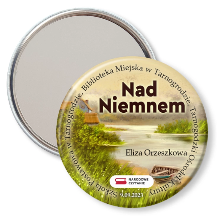 przypinka lusterko Narodowe Czytanie Nad Niemnem w Tarnogrodzie