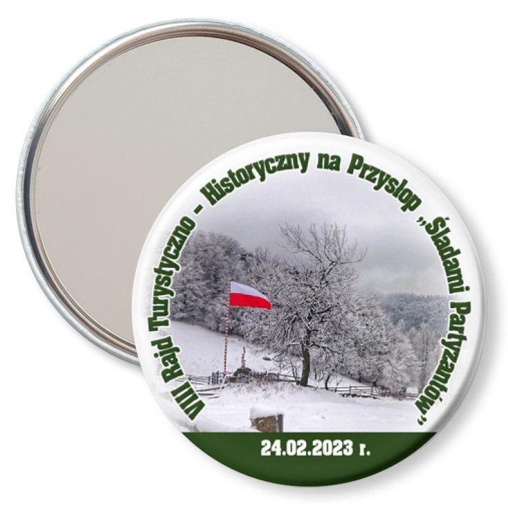 przypinka lusterko Ósmy Rajd Turystyczno-Historyczny 2023