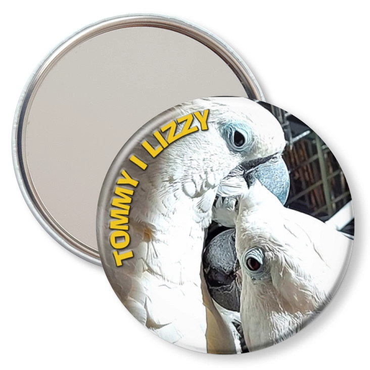 przypinka lusterko Papugi Tommy i Lizy