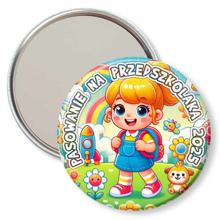przypinka lusterko Pasowanie na przedszkolaka dziewczynka
