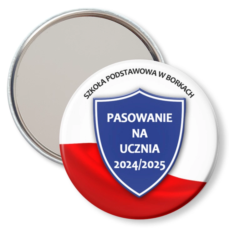 przypinka lusterko Pasowanie Szkoła Podstawowa w Borkach