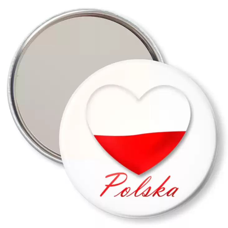 przypinka lusterko Polska biało-czerwone serce