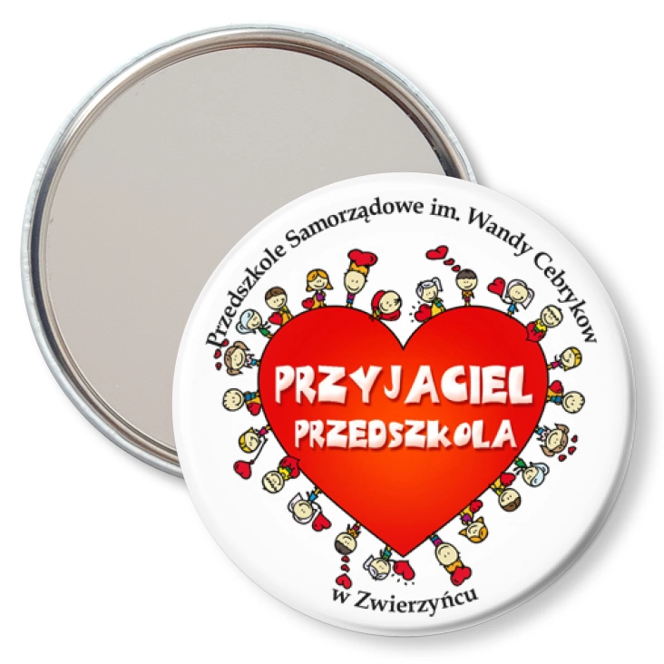 przypinka lusterko Przyjaciel Przedszkola w Zwierzyńcu