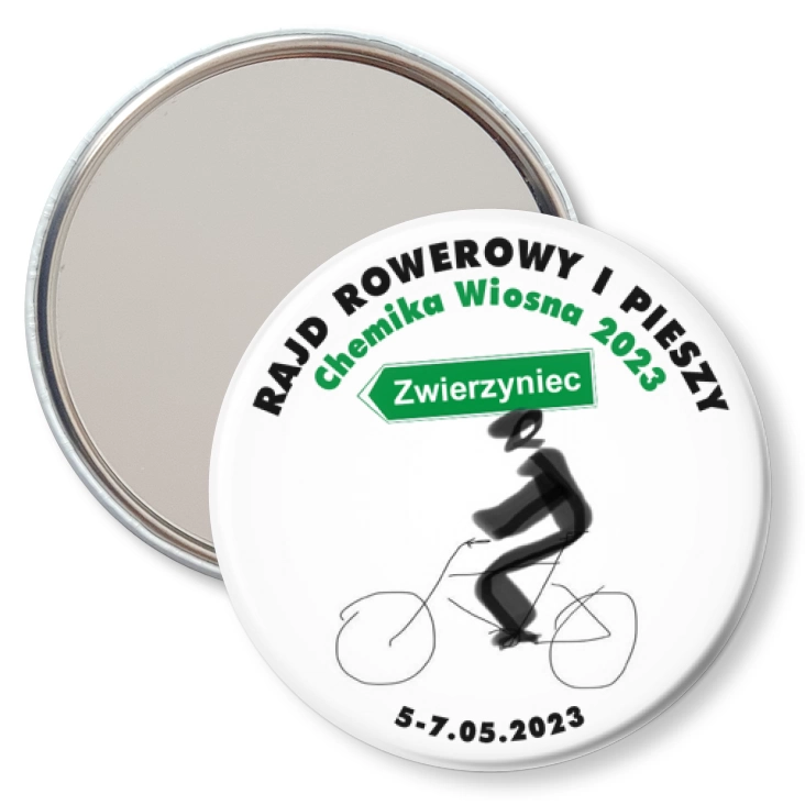 przypinka lusterko Rajd Rowerowy i Pieszy Chemika Wiosna 2023