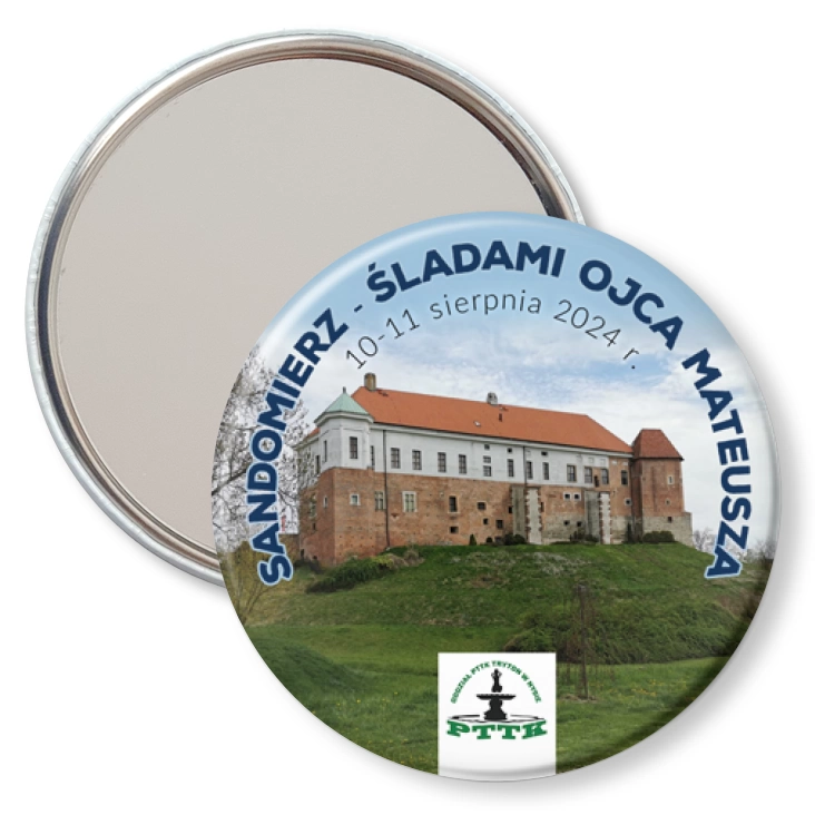 przypinka lusterko Rajd Sandomierz - śladami ojca Mateusza