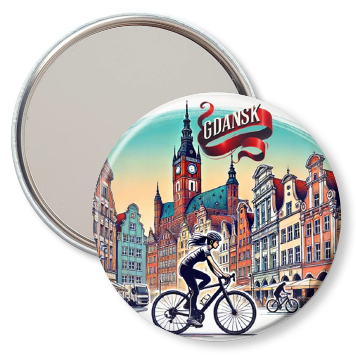 przypinka lusterko Rowerzystka Gdańsk