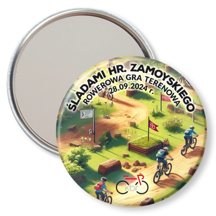 przypinka lusterko Śladami hr. Zamoyskiego - rowerowa gra terenowa