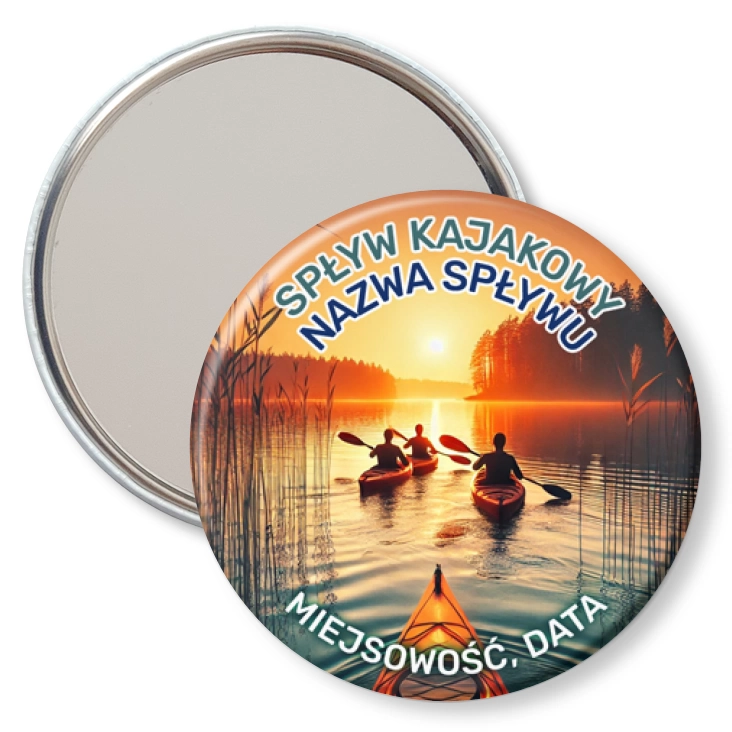 przypinka lusterko Spływ kajakowy zachód słońca