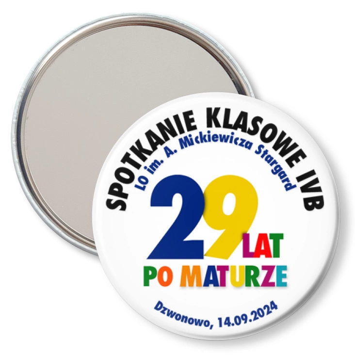 przypinka lusterko Spotkanie klasowe IVB LO Stargard