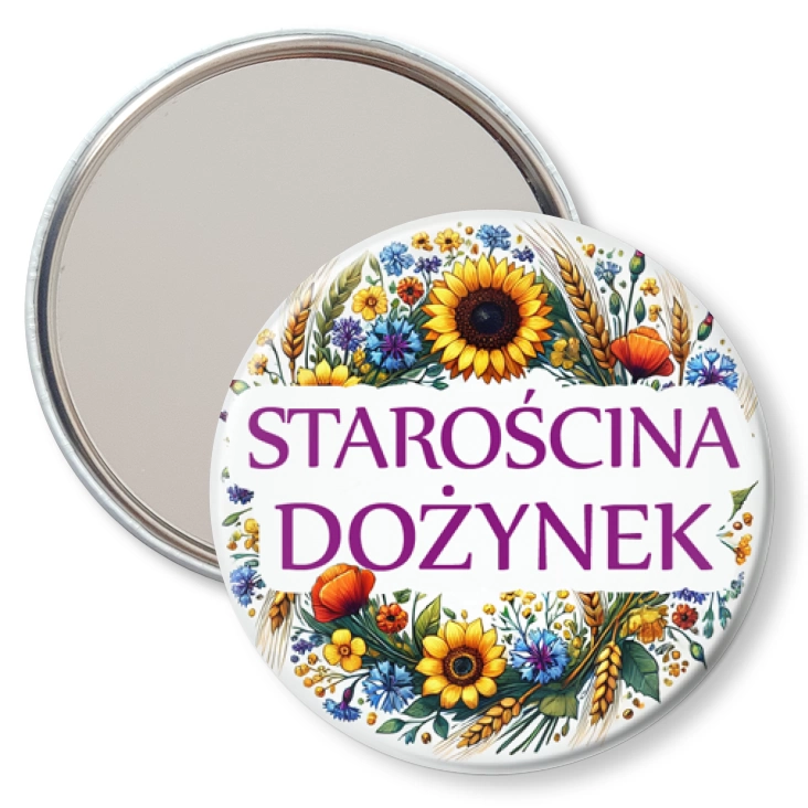 przypinka lusterko Starościna dożynek kwiaty polne