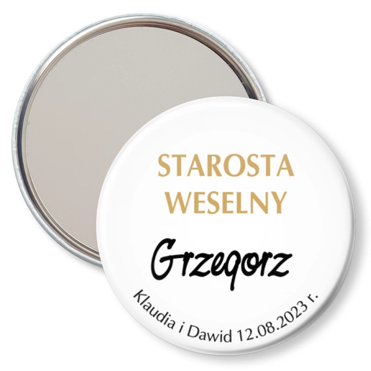 przypinka lusterko Starostwa Weselny Grzegorz