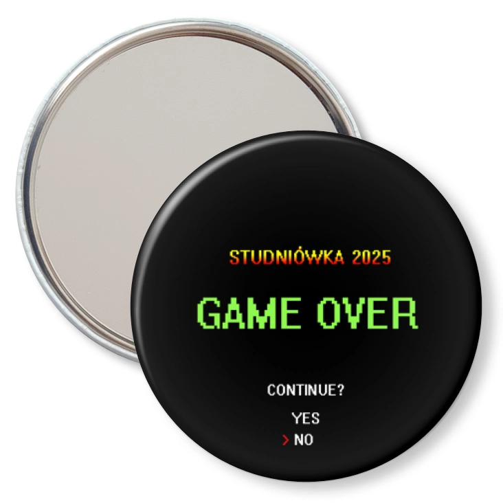 przypinka lusterko Studniówka game over continue yes no