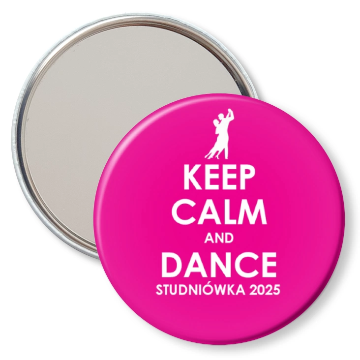 przypinka lusterko Studniówka keep calm and dance różowa