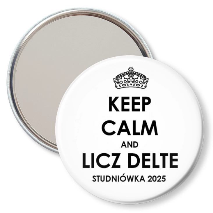 przypinka lusterko Studniówka keep calm i licz deltę biała