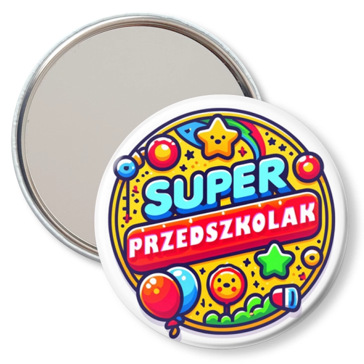 przypinka lusterko Super Predszkolak na kolorowo