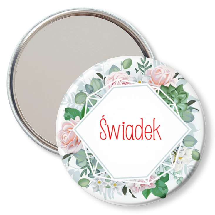 przypinka lusterko Świadek wzór kwiecisty