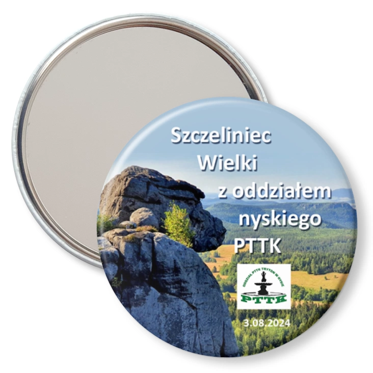 przypinka lusterko Szczeliniec Wielki z oddziałem nyskiego PTTK