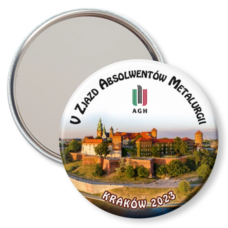 przypinka lusterko V Zjazd Absolwentów Metalurgii Kraków 2023