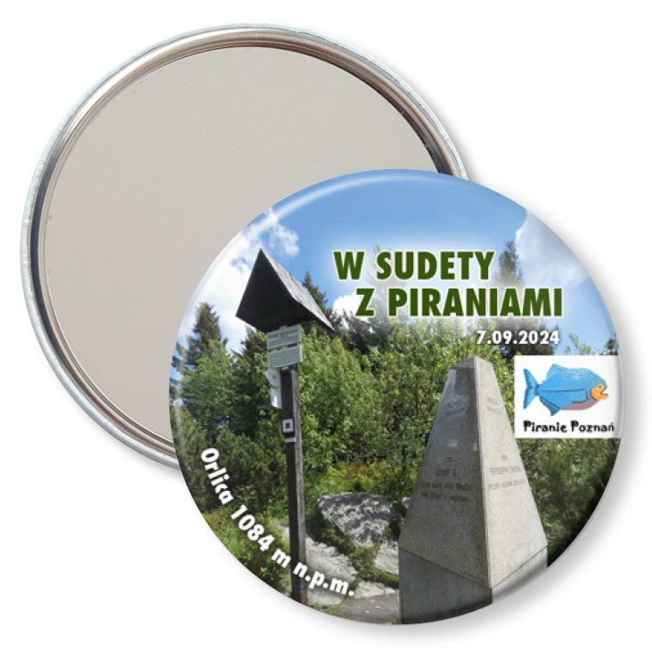 przypinka lusterko W sudety z piraniami
